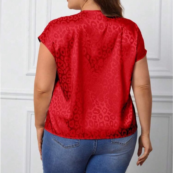 Luxe Plus Size Satin Leopard Print Work Office Top Blouse Shirt - Picture 2 of 16